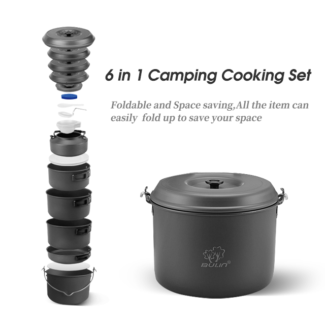 Camping-Kochgeschirr-Set mit zwei Tassen aus Aluminium zum Wandern